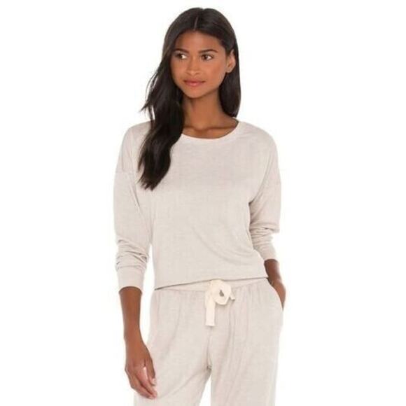 Onzie Women's X Revolve High Low Sweatshirt In Oatmeal Large MSRP $69 - Picture 1 of 4
